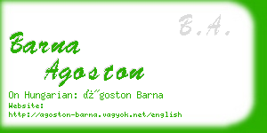 barna agoston business card